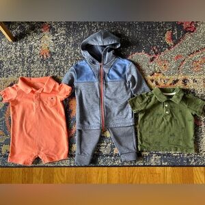 Lot Preppy Collared Shirt Jumpsuit palm trees Carter's Cat & Jack 18m